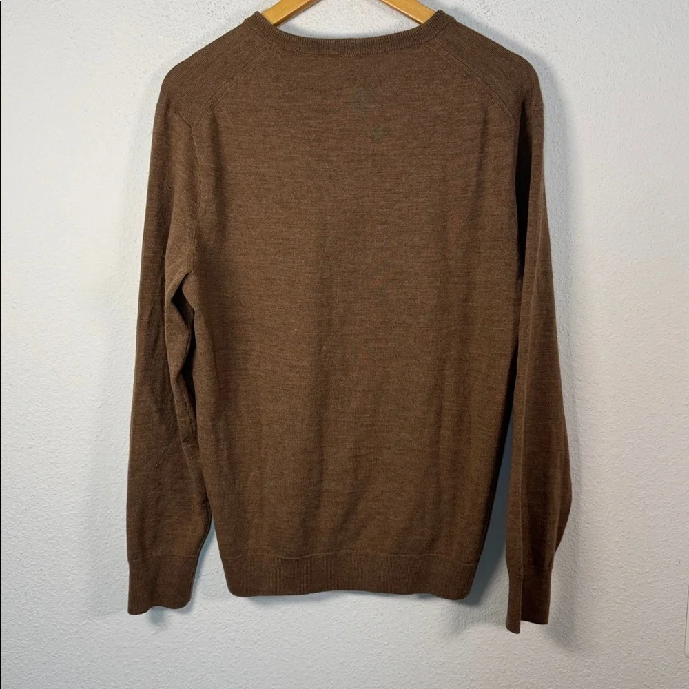 J. Crew Men's brown V-Neck Merino Wool Sweater size Large